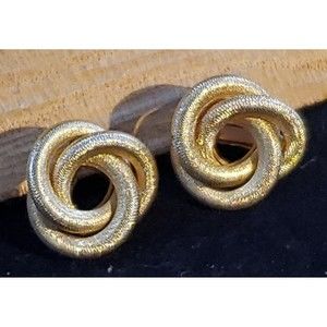 Vintage Sarah Coventry Matte Gold Tone, Coiled, Knot Shaped, Clip-On Earrings